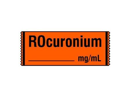 Shamrock Scientific Drug Label Shamrock Anesthesia Label Rocuronium_mg/mL Fluorescent Red 1/2 X 1 Inch - Roll of 1 - SA-2214-RL
