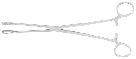 McKesson Sponge Forceps McKesson Argent™ Foerster 9-1/2 Inch Length Surgical Grade Stainless Steel NonSterile Ratchet Lock Finger Ring Handle Straight Serrated Tips - Each - 43-1-577-EA