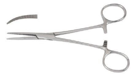 McKesson Hemostatic Forceps McKesson Crile 5-1/2 Inch Length Office Grade Stainless Steel NonSterile Ratchet Lock Finger Ring Handle Curved - Each - 43-2-452-EA