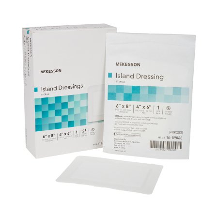 McKesson Adhesive Dressing McKesson 6 X 8 Inch Polypropylene / Rayon Rectangle White Sterile - Case of 100 - 16-89068-CS