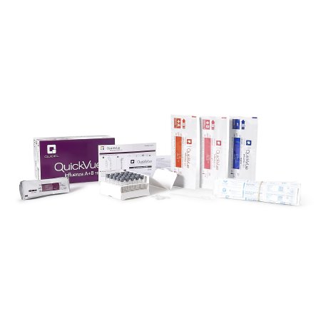 Quidel Respiratory Test Kit QuickVue® Infectious Disease Immunoassay Influenza A + B Nasal Swab / Nasopharyngeal Swab / Nasal Wash / Nasal Aspirate Sample 25 Tests CLIA Waived - Case of 250 - 20183-CS