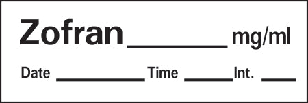 Precision Dynamics Drug Label Barkley® Anesthesia Label Tape Zofran_mg/mL Date_Time_Int_ White 1/2 X 1-1/2 Inch - Roll of 1 - AN-58-RL