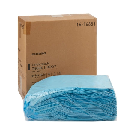 McKesson Procedure Underpad McKesson 24 W X 36 L Inch Blue NonSterile - Case of 150 - 16-16651-CS