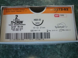 Covidien Nonabsorbable Suture with Needle Ti-Cron™ Polyester P-12 3/8 Circle Precision Reverse Cutting Needle Size 4 - 0 Braided - Box of 1 - SCD-3049G-BX
