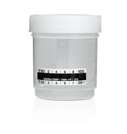 Abbott Rapid Dx North America LLC Specimen Container with Temperature Strip 53 X 90 mm 90 mL (3 oz.) Screw Cap Patient Information Sterile - Each - 190058-EA