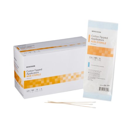 McKesson Swabstick McKesson Cotton Tip Wood Shaft 6 Inch NonSterile 100 per Pack - Bag of 1 - 24-106-BG