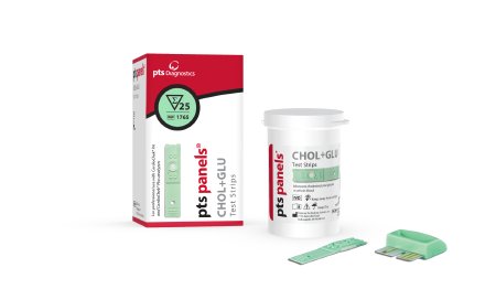 PTS Diagnostics Reagent Test Strip PTS Panels® Cardiac / Lipids / General Chemistry Cholesterol / Glucose For Cardiochek PA Analyzer 25 Tests - Box of 1 - 1765-BX
