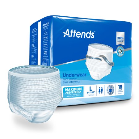Attends Healthcare Products Unisex Adult Absorbent Underwear Attends® Pull On with Tear Away Seams Large Disposable Heavy Absorbency - Case of 4 - AP0730-CS