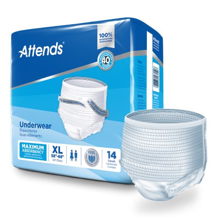 Attends Healthcare Products Unisex Adult Absorbent Underwear Attends® Pull On with Tear Away Seams X-Large Disposable Heavy Absorbency - Bag of 1 - AP0740-BG