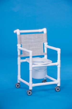IPU Commode / Shower Chair ipu® Fixed Arms PVC Frame Mesh Backrest 18 Inch Seat Width 300 lbs. Weight Capacity - Each - SCC9250-EA