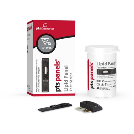 PTS Diagnostics Reagent Test Strip PTS Panels® Cardiac / Lipids / General Chemistry Total Cholesterol, HDL, Triglycerides, LDL, TC / HDL Ratio For Cardiochek PA Analyzer 15 Strips - VL/1 - 1710-VL