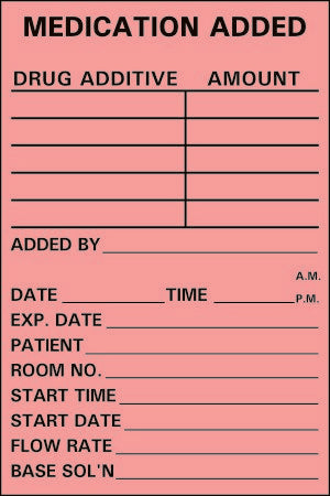 Precision Dynamics Pre-Printed Label Barkley® Anesthesia Label Red Paper Medication Added Black Medication Instruction 2 X 3 Inch - Roll of 1 - N-215-RL