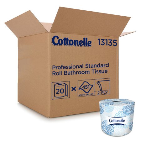 Kimberly Clark Toilet Tissue Kleenex® Cottonelle® Professional White 2-Ply Standard Size Cored Roll 451 Sheets 4 X 4 Inch - Roll of 1 - 13135-RL