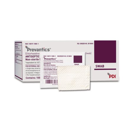 Professional Disposables Antiseptic Prep Pad Prevantics® 3.15% / 70% Strength CHG (Chlorhexidine Gluconate) / Isopropyl Alcohol Individual Packet NonSterile - Each - B10800-EA