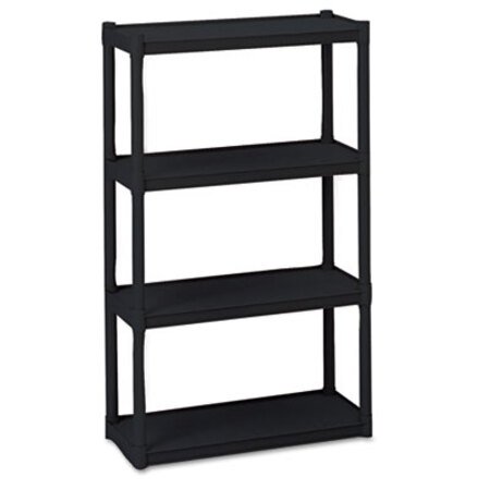 Iceberg Rough n Ready Open Storage System, Four-Shelf, Injection-Molded Polypropylene, 32w x 13d x 54h, Black - Each - ICE-20841-EA