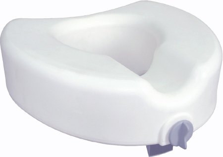 Drive Medical Raised Toilet Seat Premium 4-1/2 Inch Height White 300 lbs. Weight Capacity - Case of 1 - 12014-CS