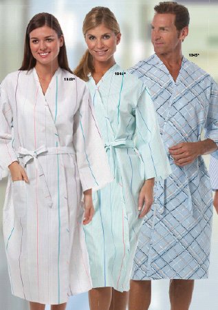 Fashion Seal Uniforms Patient Robe Unisex X-Large Aqua Multi Stripe - Each - 1846-XL-EA