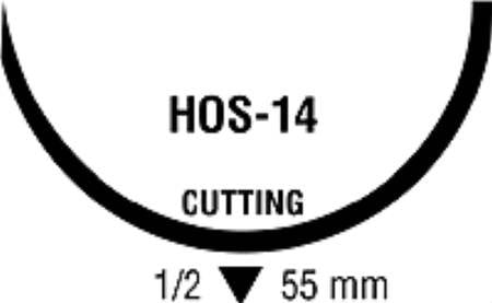 Medtronic MITG Nonabsorbable Suture with Needle Ti-Cron™ Polyester HOS-14 1/2 Circle Reverse Cutting Needle Size 5 Braided - Box of 1 - 88863027-79-BX