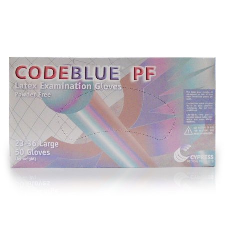 McKesson Medical Surgical Exam Glove CODEBLUE® PF Large NonSterile Latex Extended Cuff Length Fully Textured Blue Not Rated - Case of 10 - 23-36-CS