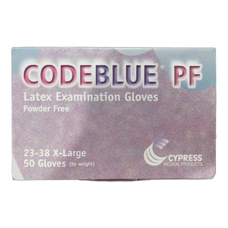 McKesson Medical Surgical Exam Glove CODEBLUE® PF X-Large NonSterile Latex Extended Cuff Length Fully Textured Blue Not Rated - Case of 10 - 23-38-CS