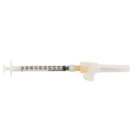 Cardinal Safety Hypodermic Syringe with Needle Monoject™ Magellan™ 1 mL 1 Inch 25 Gauge Sliding Safety Needle Regular Wall - Box of 50 - 8881811510-BX