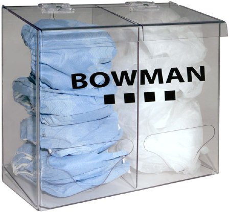 Bowman Manufacturing PPE Dispenser BOWMAN® Wall Mount 2-Compartment Clear 5.78 X 11.13 X 12.27 Inch PETG Plastic - Each - BP-022-EA