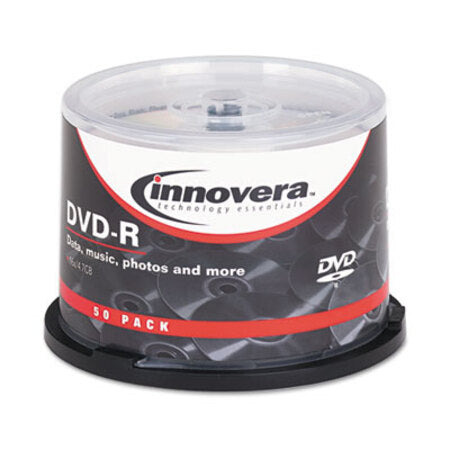 Innovera® DVD-R Recordable Disc, 4.7 GB, 16x, Spindle, Silver, 50/Pack - Pack of 1 - IVR-46850-PK