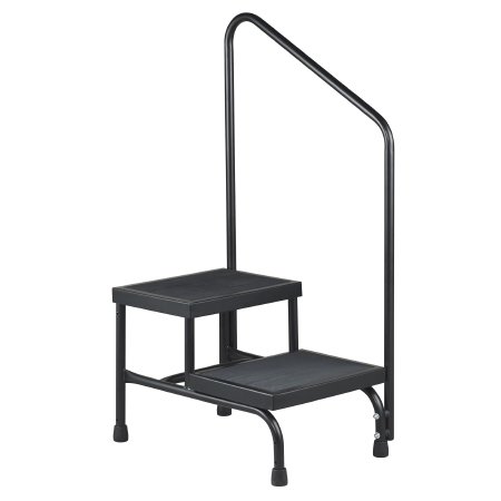 McKesson Step Stool with Handrail McKesson Bariatric 2 Steps Powder Coated Steel Frame 9 / 16 Inch Step Height - Each - 81-31220-EA