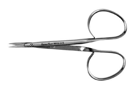Integra Lifesciences Mini Iris Scissors MeisterHand® 3-3/4 Inch Length Surgical Grade Stainless Steel NonSterile Ribbon Style Finger Ring Handle Curved Sharp Tip / Sharp Tip - Each - MH18-1418-EA