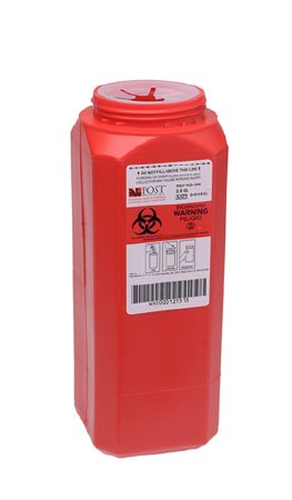 Post Medical Sharps Container Post Medical A.N.D.™ Red Base 10 H X 3 W X 3 D Inch Vertical Entry 0.5 Gallon - Case of 12 - WD-200-CS