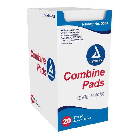 Dynarex Abdominal Pad Dynarex® 5 X 9 Inch 1 per Pouch Sterile Rectangle - Case of 20 - 3501-CS