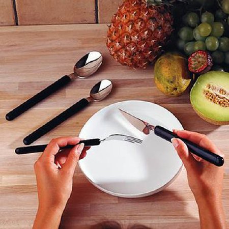 Patterson Medical Supply Fork Etac® Long / Lightweight Handle Black Stainless Steel - Each - 555603-EA