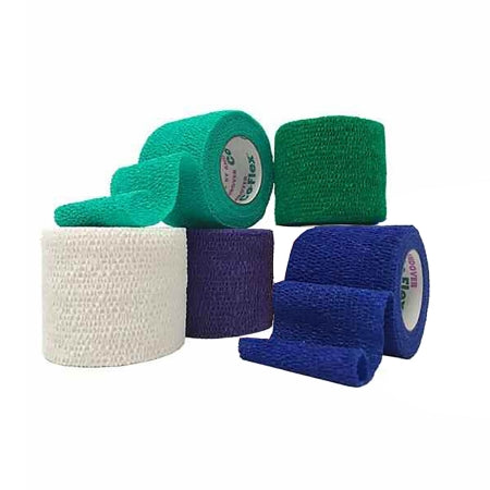 Andover Coated Products Cohesive Bandage CoFlex® NL 2 Inch X 5 Yard Self-Adherent Closure Teal / Blue / White / Purple / Green NonSterile 12 lbs. Tensile Strength - Case of 36 - 5200RB-036-CS