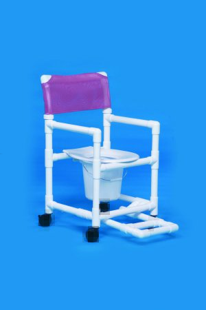 IPU Commode / Shower Chair Standard Fixed Arms PVC Frame Mesh Backrest 17-1/4 Inch Seat Width 300 lbs. Weight Capacity - Each - VL SC17 P FR BLUE-EA