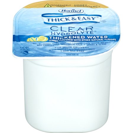 Hormel Food Sales Thickened Water Thick & Easy® Hydrolyte® 4 oz. Portion Cup Lemon Flavor Liquid IDDSI Level 3 Moderately Thick/Liquidized - Case of 24 - 46056-CS
