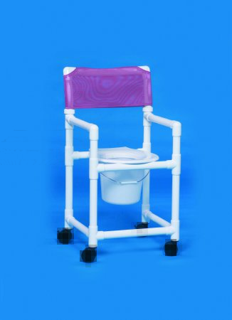 IPU Commode / Shower Chair Standard Fixed Arms PVC Frame Mesh Backrest 17-1/4 Inch Seat Width 300 lbs. Weight Capacity - Each - VL SC17 P-EA