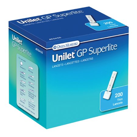 Owen Mumford Lancet for Lancing Device Unilet® 23 Gauge Non-Safety Twist Off Cap Finger - Box of 200 - AT 0450-BX