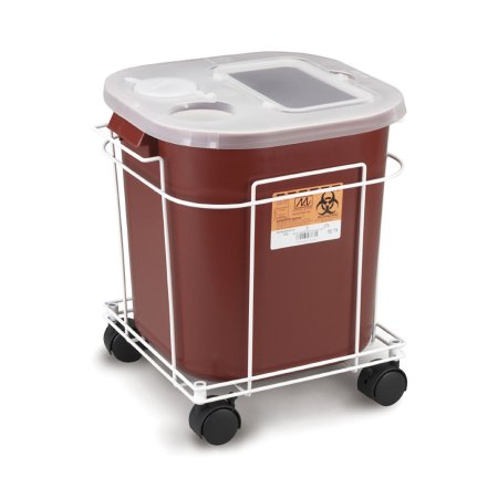 Medegen Medical Products LLC Sharps Container Cart McKesson Brand 15W X 13L X 15H Inch, White, Wire Formed, Locking Casters - Each - 8790-EA