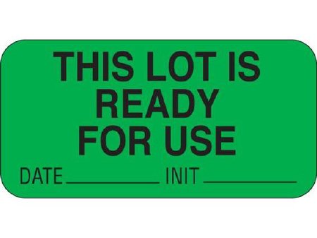 Shamrock Scientific Pre-Printed Label Multipurpose Label Green THIS LOT IS / READY / FOR USE / DATE _____ INIT _____ Black Quality Control Label 3/4 X 1-1/2 Inch - Roll of 1 - UPCR3021-RL
