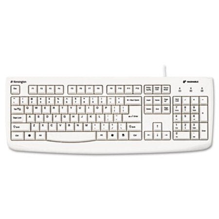 Kensington® Pro Fit USB Washable Keyboard, 104 Keys, White - Each - KMW-64406-EA