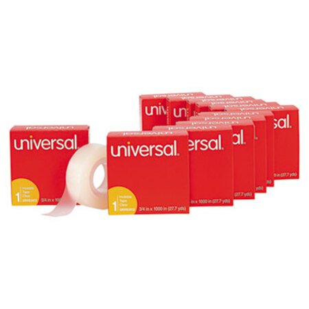 Universal® Invisible Tape, 1" Core, 0.75" x 83.33 ft, Clear, 12/Pack - Pack of 1 - UNV-83412-PK