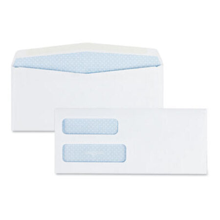 Quality Park™ Double Window Security-Tinted Check Envelope, #10, Commercial Flap, Gummed Closure, 4.13 x 9.5, White, 500/Box - Box of 1 - QUA-24550-BX