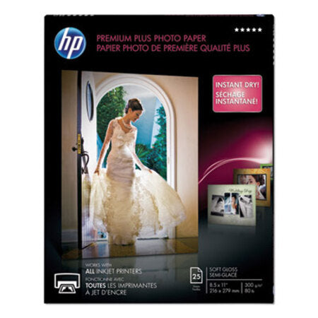 HP Premium Plus Photo Paper, 11.5 mil, 8.5 x 11, Soft-Gloss White, 25/Pack - Pack of 1 - HEW-CR671A-PK