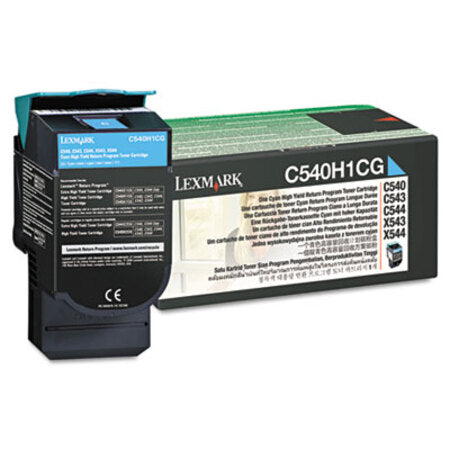 Lexmark™ C540H1CG Return Program High-Yield Toner, 2,000 Page-Yield, Cyan - Each - LEX-C540H1CG-EA