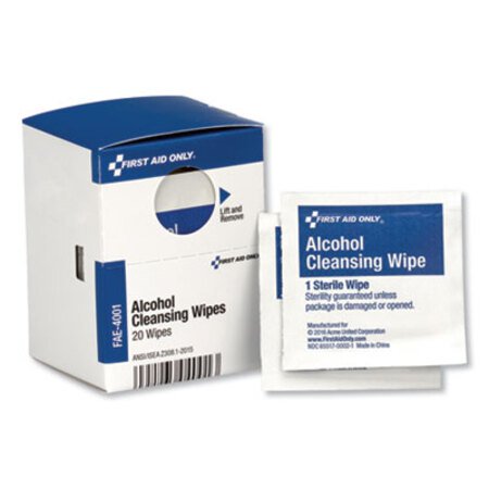 First Aid Only™ SmartCompliance Alcohol Cleansing Pads, 20/Box - Box of 1 - FAO-FAE4001-BX