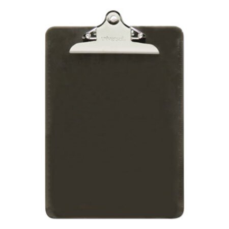 Universal® Plastic Clipboard with High Capacity Clip, 1.25" Clip Capacity, Holds 8.5 x 11 Sheets, Translucent Black - Each - UNV-40306-EA