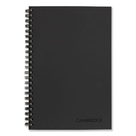Cambridge® Wirebound Business Notebook, 1-Subject, Wide/Legal Rule, Black Linen Cover, (80) 8 x 5 Sheets - Each - MEA-06074-EA