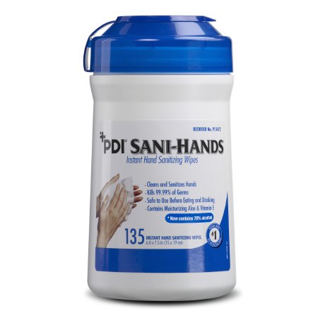 Professional Disposables Hand Sanitizing Wipe Sani-Hands® 135 Count Ethyl Alcohol Wipe Canister - Case of 12 - P13472-CS
