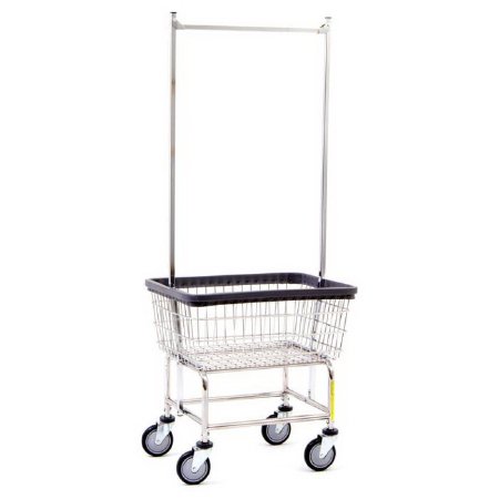 R & B Wire Products Heavy Duty Laundry Cart with Double Pole Rack Steel Tubing 5 Inch Clean Wheel System™ Casters - Each - 100CEC58C-EA