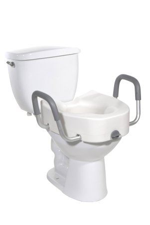Drive Medical Elongated Raised Toilet Seat with Arms drive™ 4-1/2 Inch Height White 300 lbs. Weight Capacity - Each - 12013-EA
